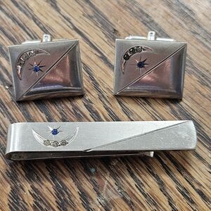 Vintage P&K Sterling Silver Cufflinks and Tie Clip Set